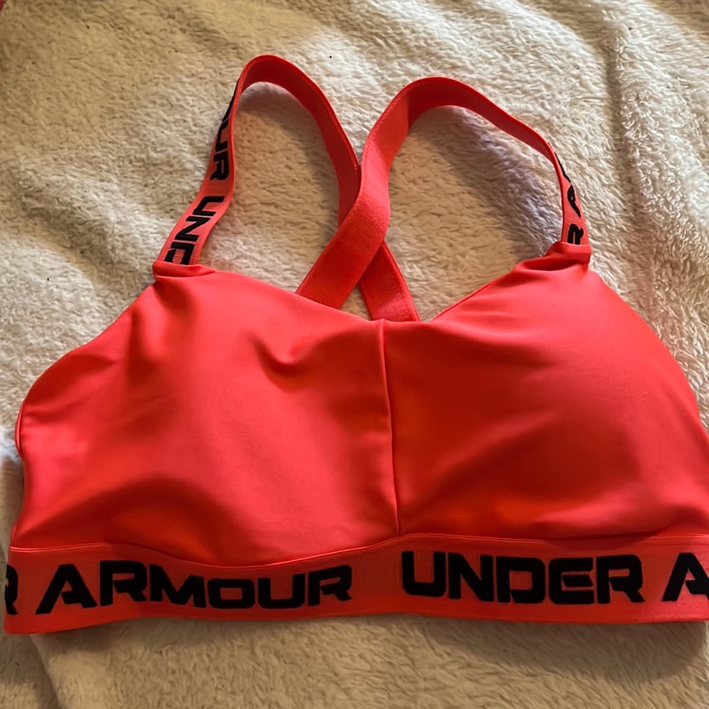 Hot pink under armour sports bra